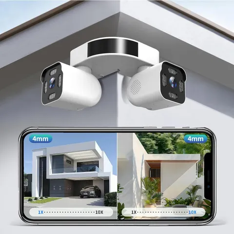 Dual Lens Outdoor Cameras 2.5K/5MP House Cameras Wired Plug | for Home Security,