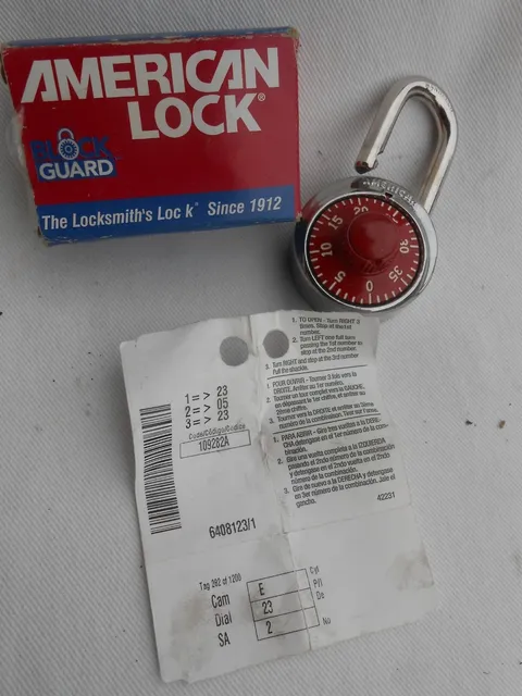 American Master Lock Company Red Combination Lock 23-5-23 Hardened Steel NO KEY