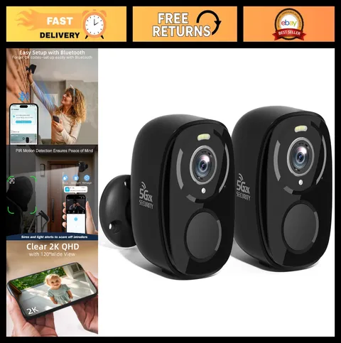 2Pack 5G/2.4G WiFi Security Cameras Wireless Outdoor, 2K QHD Video