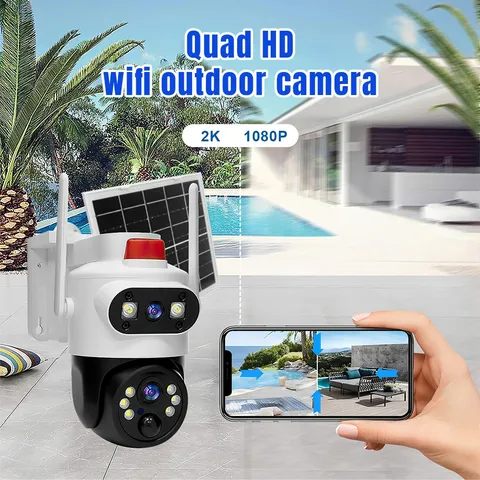 Solar Camera WiFi Security Camera PTZ 360°Color 2-Way Audio Outdoor Night Vision