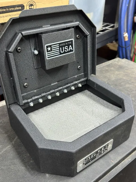 Boss StrongBox Small Black Metal Key Lock Box, Padded Interior, Surface Mount