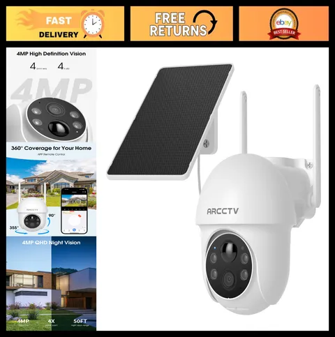 Wireless Solar Security Camera System - 4MP 2.5K HD Outdoor Surveillance
