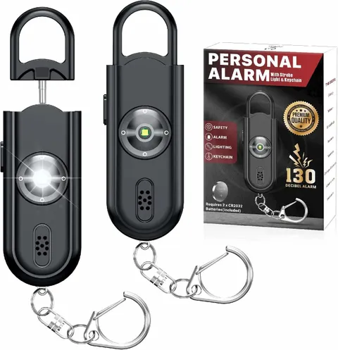 Personal Safety Alarm Keychain for Women 2PCS -130 dB Loud Siren with SOS Strobe