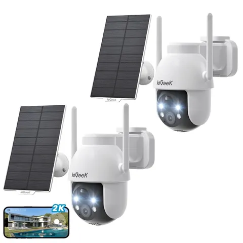 2PCS ieGeek Outdoor Wireless Solar Security Camera Home WiFi Battery CCTV System
