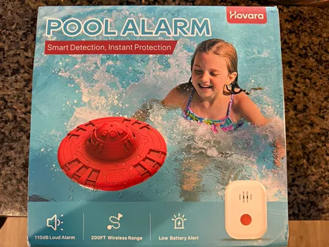Hovara Pool Alarm 110 dB Loud Wireless 200ft Range Low Battery Alert Red
