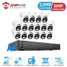 Anpviz 12MP 16CH NVR POE 3K 5MP Audio IP Security Camera System AI Color Night