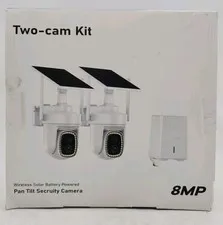 NEW Kuikeo 4K Wireless Solar Battery Powered Two-Cam Pan Tilt Security Cam