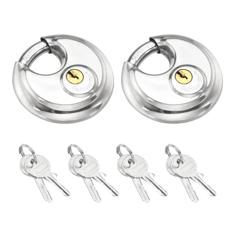 Disc Padlock, (2-3/4" Wide Body, 11/32" Shackle)(2PCS), Stainless Steel