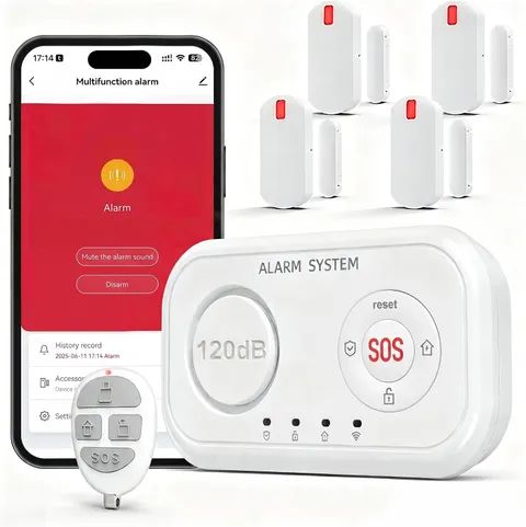 Home Security System Wireless, Smart Wifi Alarm System DIY Kit with 120Db Siren,