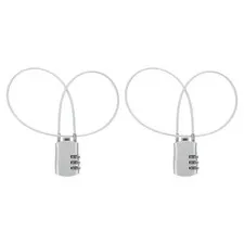 2 Pcs 3 Digit Luggage Cable Combination Lock with 20" Long Cable, Silver