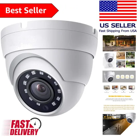 2MP 1080P Dome Security Camera with 65ft Night Vision & Wide 100° View