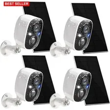 Security Cameras Wireless Outdoor 4 Pack 2K Video Night Vision Waterproof Solar