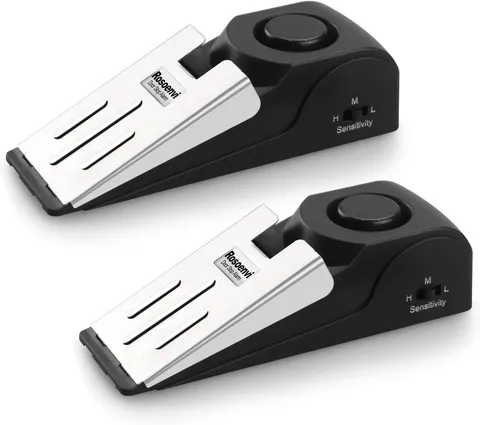Door Stop Alarm w/Siren Door Stopper Security for Home Travel/Apartment 2PK