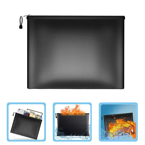 Fireproof Document Organizer Waterproof Pouch Money Bag with Zipper Closure