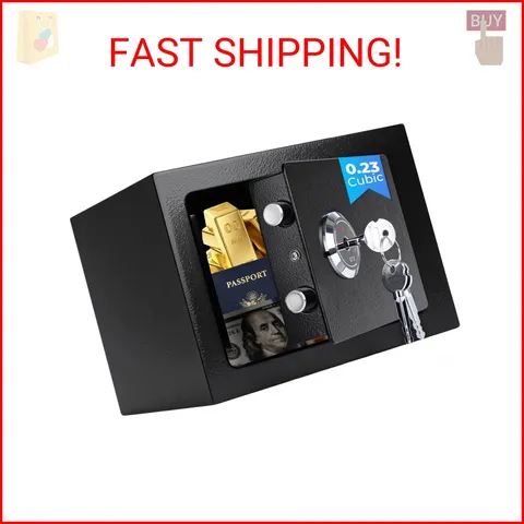 Small Safe Box for Home, Wall Safes 0.23 Cubic Feet, Heavy Duty Steel Safety Loc
