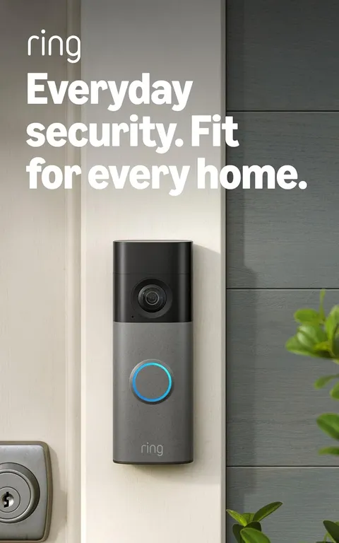 Ring 2K Wireless Smart Doorbell with Camera, Wide Angle Video, Speckled White