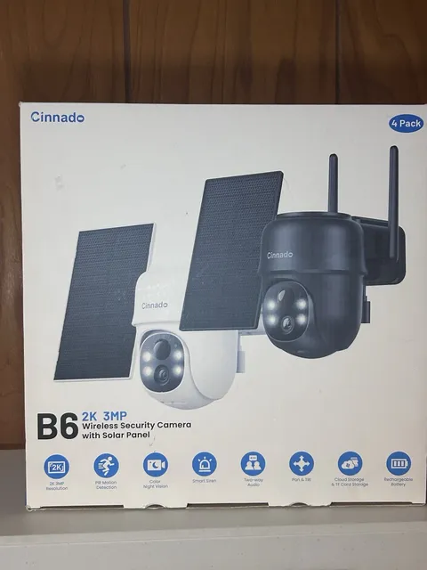 4PCS Cinnado Solar Security Camera Wireless Outdoor 2K 360° PTZ with Color Night