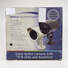 Speco Technologies VL62 Color Bullet Camera w/ 14 IR LEDs & Sunshield - Black