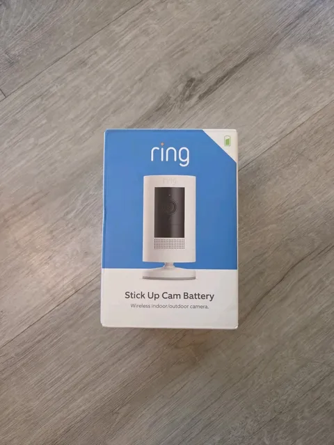 Ring Stick Up Cam Battery Wireless Indoor Outdoor White No Charging Cable