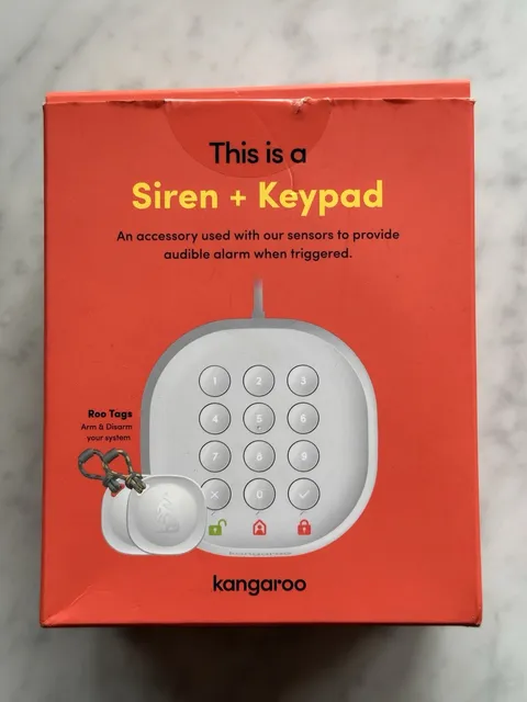 Kangaroo Siren + Keypad Home Security Accessory w/ Roo Tags, Audible Alarm NIB