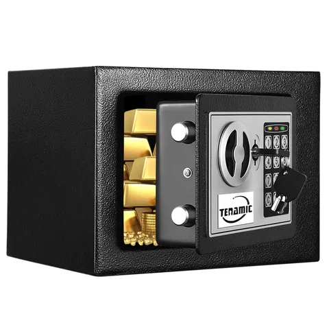 Safe Box 0.23 Cubic Feet Electronic Digital Keypad Lock Solid Steel