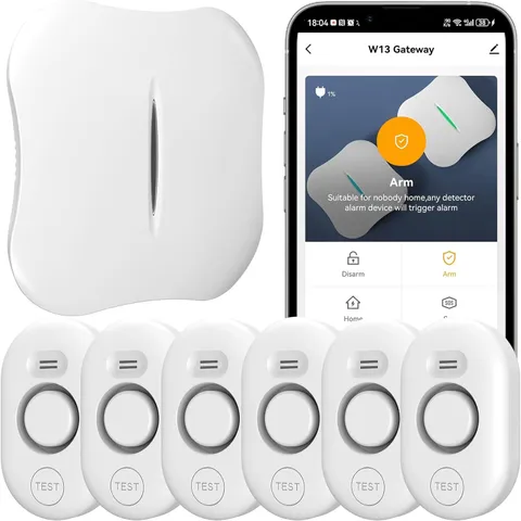 Wifi Water Leak Detector for Home with App Alert, 2.4Ghz Gateway + 6 Sensor | 12