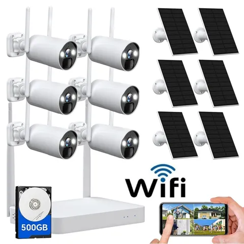 4MP Home Security Camera System Solar Power Wireless CCTV Camera 10CH NVR+500GB