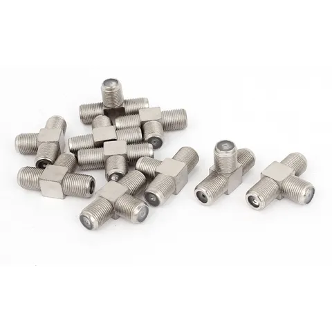 10pcs F Type Female to F Female Jack 3 Way RF Coaxial Adapter Connector