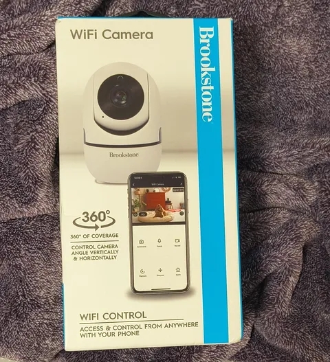 Brookstone 1080p Indoor Wi-Fi IP Camera Pan/Tilt Night Vision Google Assistant