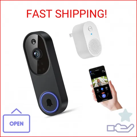 Orbitell 1080p Wireless Wi-Fi Video Doorbell Camera with Two Way Audio, Night Vi