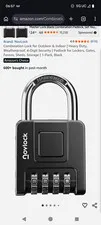 NovLock 4-Digit Combination Padlock Weatherproof Steel, Black/Silver