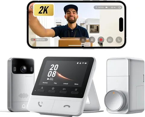 Video Doorbell Camera Wireless with Monitor with Lock Pro, No Subscription, 4.3