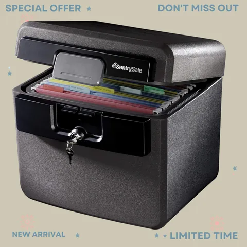 NEW Fireproof Waterproof Document Safe File Box Key Lock 0.65 Cu Ft Black