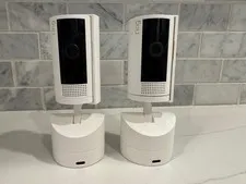 Bundle of 2 Ring Pan-Tilt Indoor Cams 360° 5F93F2 White w/ Power & Bases