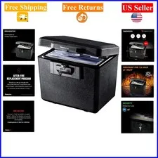 Black Fireproof Document Safe with Key Lock, 0.61 Cu Ft, 13.6 x 15.3 x 12.1 i...