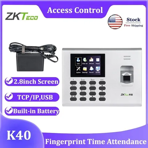 ZKTeco K40 TCP/IP 2.8" Screen Fingerprint Time Attendance System In Battery US