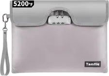 5200F Fireproof Money Bag with Lock, Waterproof Document Bag with Zipper, 8 Laye