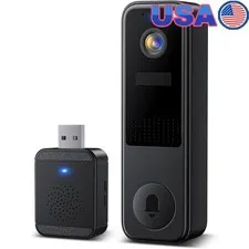 2K Ultra HD Smart Doorbell W/ Night Vision & 2-Way Audio Cloud Storage Security