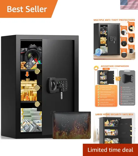 21.65"H Safe Box for Home | 3.8 cu ft Anti-Theft Safe with A4 Fireproof Bag |...