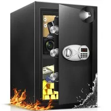 3.5 Cu Ft Large Safe Box For Home Documents with Emergency Battery Box - Stee...