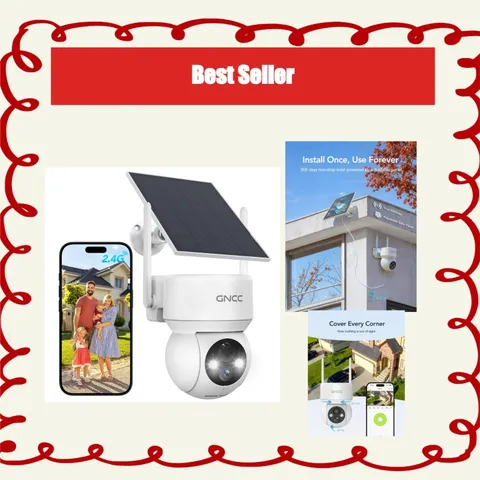 GNCC Solar Security Camera Wireless 360° Night Vision Outdoor