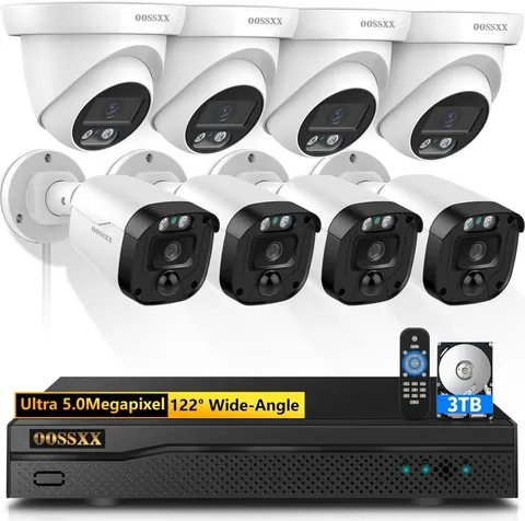 (2026 New) 5MP Wired Security Camera System, 8CH DVR with 3TB HDD, 8 CCTV Camera