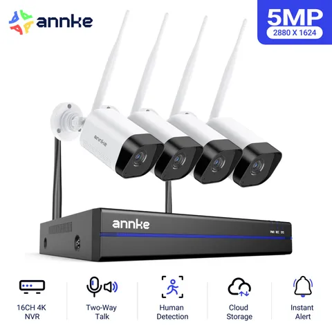 ANNKE 5MP 16CH NVR Wireless Security IP Camera System Two Way Audio Human Detect