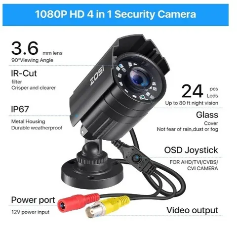 Camera Outdoor Indoor 80ft IR Night Vision Security CCTV