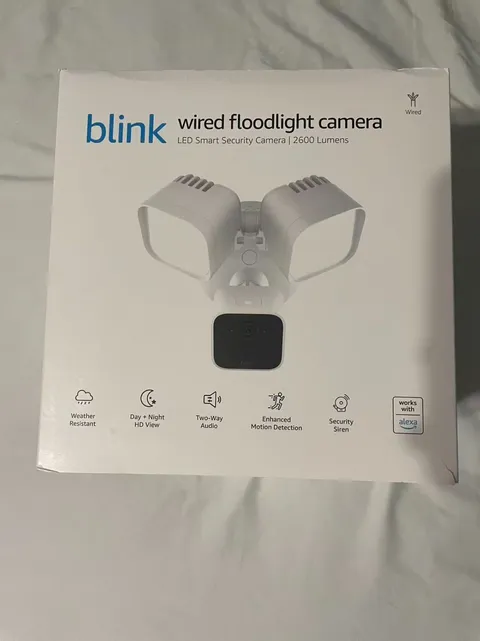 NEW Blink Wired Floodlight Camera HD Smart Security Cam Alexa Sealed - White