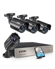 ZOSI 8CH H.265+ 5MP Lite DVR 1080P Home Security Camera System 2TB Indoor