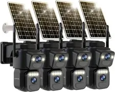 Dual Lens Security Cameras Wireless Outdoor，Solar Cameras for Home Security，Moti