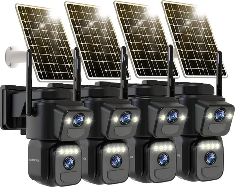 Dual Lens Security Cameras Wireless Outdoor，Solar Cameras for Home Security，Moti