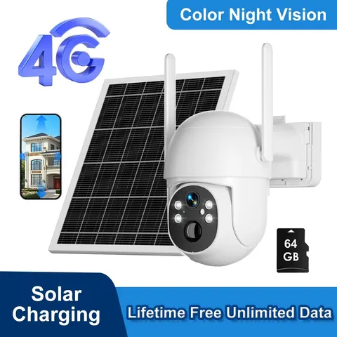 Lifetime Free Unlimited Data 4G LTE Security Camera Solar Battery Wireless WIFI