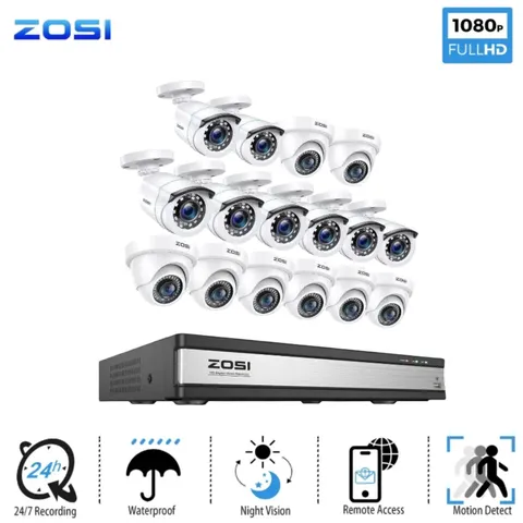 ZOSI 16CH 1080P Outdoor Security Home Camera System CCTV Waterproof Night Vision